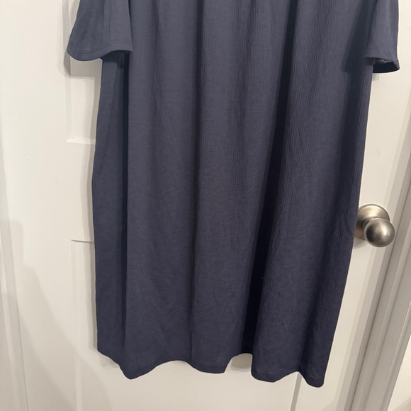 LC Lauren Conrad Ruffle Cold-Shoulder Dress Navy Blue XL Off Shoulder Knee Offic - Picture 7 of 11